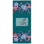 Olajzöld bordűr virágokkal - mintás pamutjersey