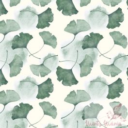 Ginko levelek - mintás pamut jersey - GOTS