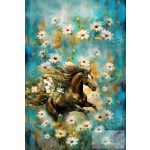 Lovak és virágok - panel