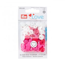 Prym Love szív alakú patent - piros-fehér-rózsaszín 