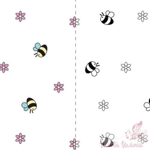 Napfényre színesedő pamut jersey - méhecskék