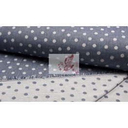 Kék  pöttyök - jacquard dupla vászon