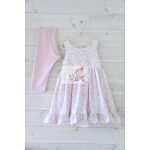 Hilda - rózsaszín alapon fehér virágminta - mintás pamutjersey